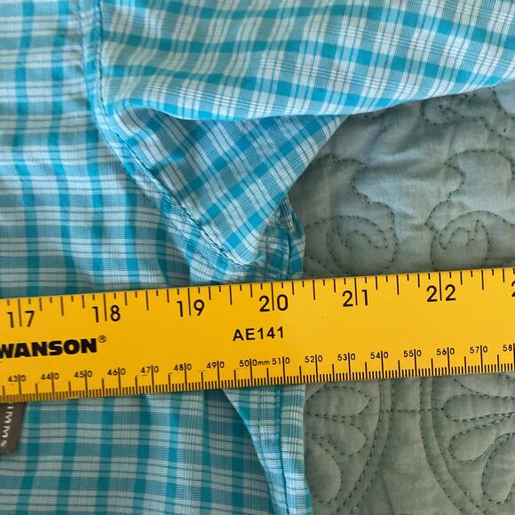 SIMMS Windowpane Mens Size M Blue Fishing Button Down T Shirt - Picture 9 of 10